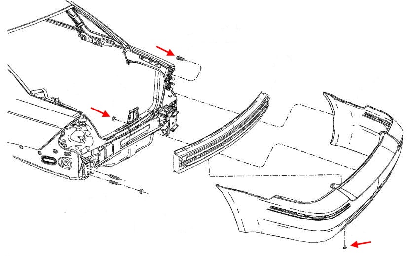 Mercury Montego Heckstoßstangen-Montageplan