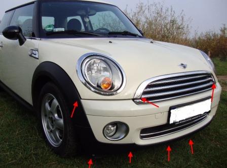 points de fixation pare-chocs avant Mini One, Cooper, Clubman, Countryman