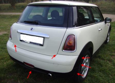 points de fixation du pare-chocs arrière Mini One, Cooper, Clubman, Countryman