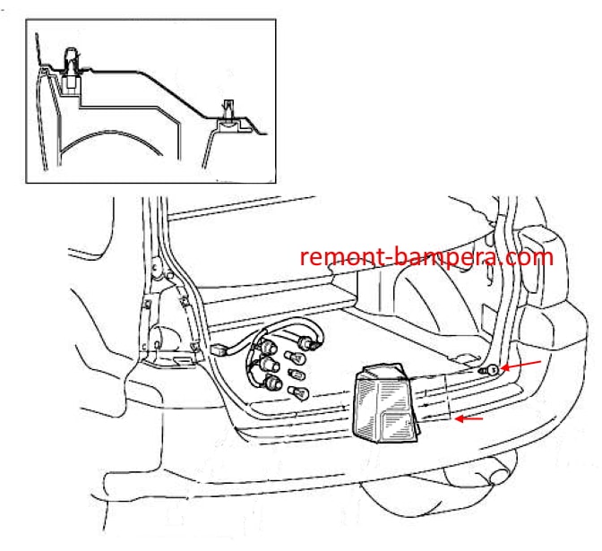 Mitsubishi Endeavour Rücklicht-Montagediagramm