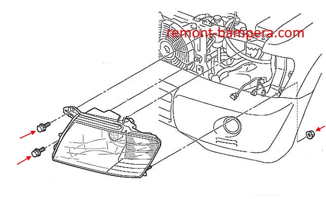 Mitsubishi Pajero Pinin / Montero iO (1998-2007) Scheinwerfer-Montagediagramm