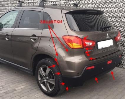 points de fixation du pare-chocs arrière Mitsubishi ASX (Outlander Sport)