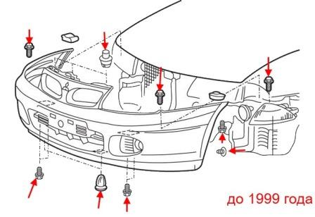 Mitsubishi Carisma Montageplan für die vordere Stoßstange