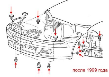 Mitsubishi Carisma Montageplan für die vordere Stoßstange