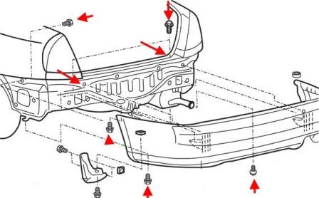 Montageplan für die Heckstoßstange von Mitsubishi Carisma