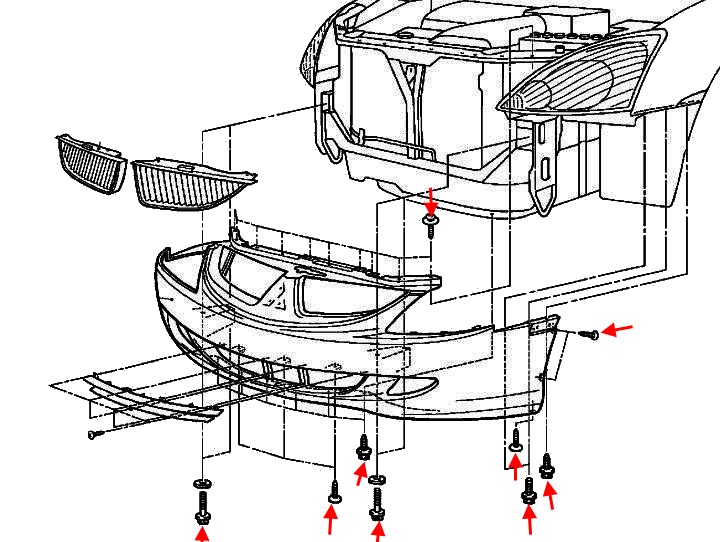 Mitsubishi Diamante Frontstoßstangen-Montageplan