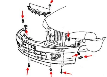 Mitsubishi Mirage V (1995–2003) Frontstoßstangen-Montageplan 