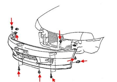 Mitsubishi Mirage V (1995–2003) Frontstoßstangen-Montageplan 