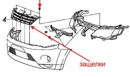 Montageplan für den Mitsubishi Outlander XL-Kühlergrill (2006-2012)