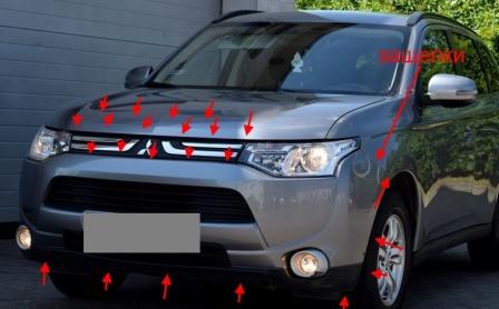 Points de fixation du pare-chocs avant Mitsubishi Outlander III (2012–2023)