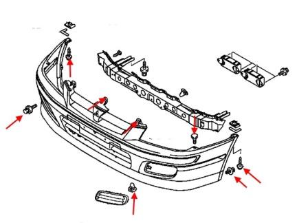 Montageplan für die Frontstoßstange des Mitsubishi Space Star I (1998–2005)