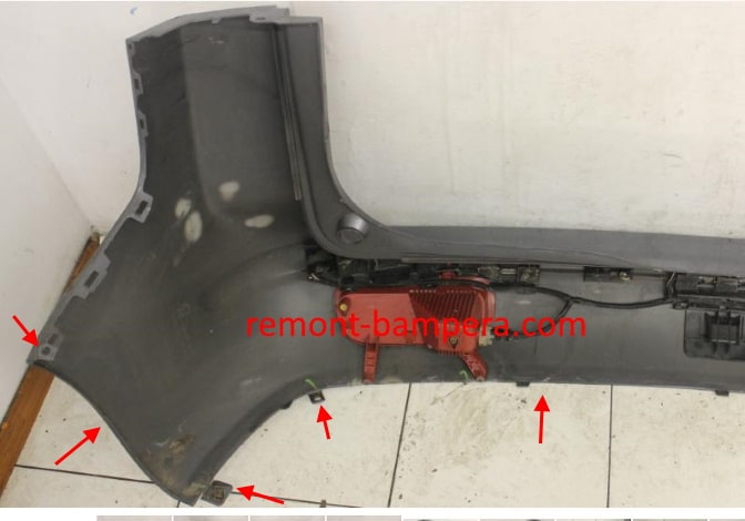 rear bumper attachment points Peugeot 5008 I (2009-2016)