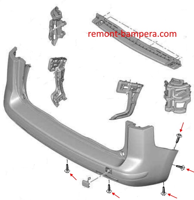 Mounting scheme rear bumper Peugeot 5008 I (2009-2016)