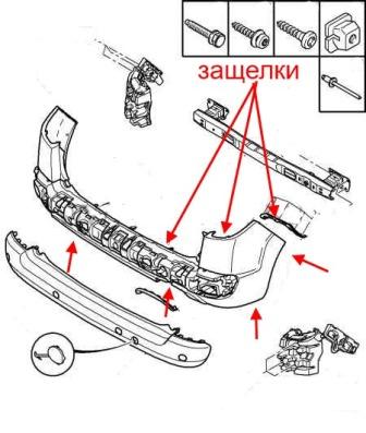 Schema montaggio paraurti posteriore Peugeot 207