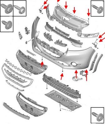 Schema montaggio paraurti anteriore Peugeot 208