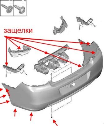 schema montaggio paraurti posteriore Peugeot 301