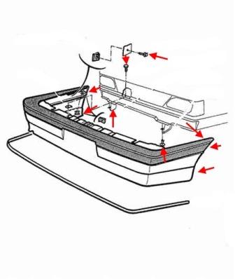 Schéma de montage du pare choc arrière Peugeot 405
