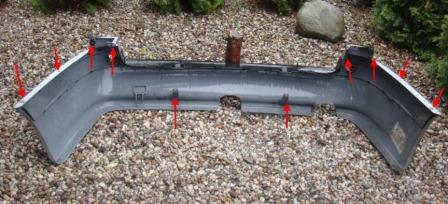 the attachment of the rear bumper, Peugeot 406