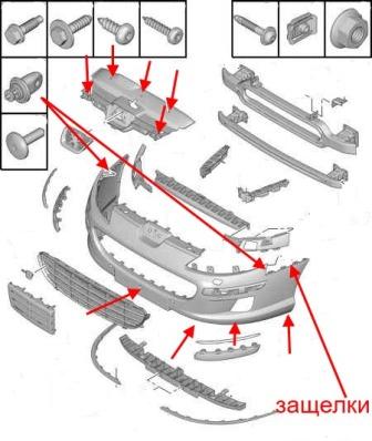 Schéma de montage du pare choc avant Peugeot 407