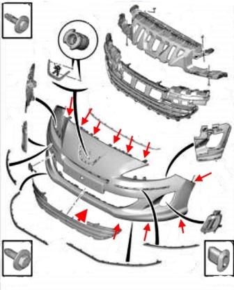 Schema montaggio paraurti anteriore Peugeot 408