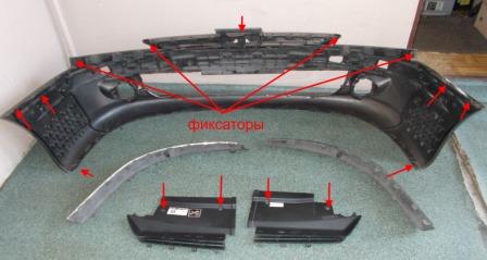 Points de fixation du pare-chocs avant Peugeot 607