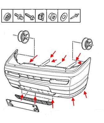 Schema montaggio paraurti anteriore Peugeot 806