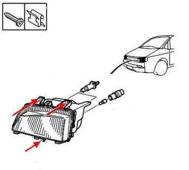 Schema montaggio faro Peugeot 806