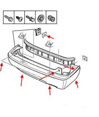 Schema montaggio paraurti posteriore Peugeot 806