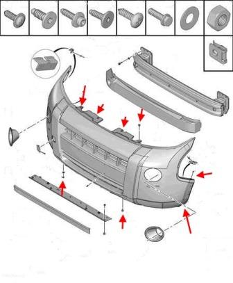 Peugeot Bipper Frontstoßstangenmontage 