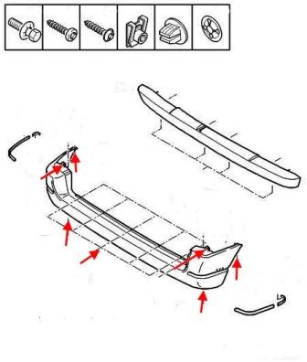 schema montaggio paraurti posteriore Peugeot Partner (1996-2002)