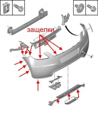 Schema montaggio paraurti posteriore Peugeot RCZ