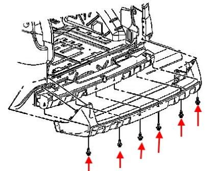 Diagram of rear bumper Pontiac Aztek