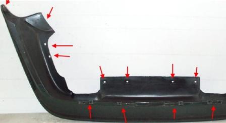 Befestigungspunkte der hinteren Stoßstange Pontiac Bonneville (1992-1999)