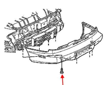 Diagram of rear bumper Pontiac Firebird (1993-2002)