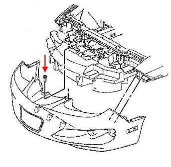 The scheme of fastening of the front bumper Pontiac Firebird (1993-2002)