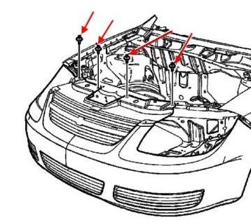 Mounting scheme of the Pontiac G5 front bumper