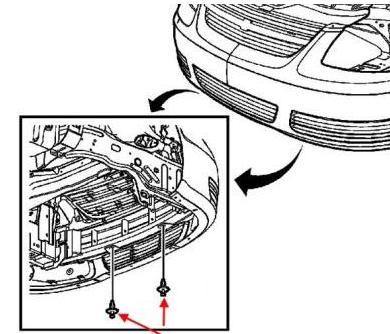 Mounting scheme of the Pontiac G5 front bumper