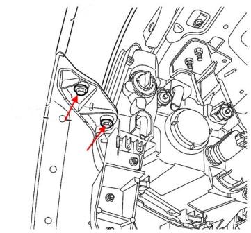 Mounting diagram of the Pontiac G8 front bumper