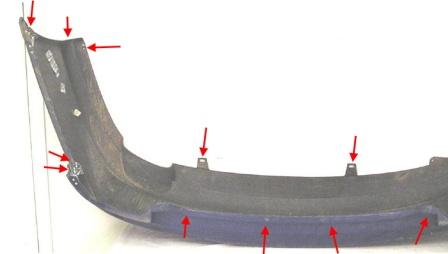 mounting points for the rear bumper of the Pontiac GTO