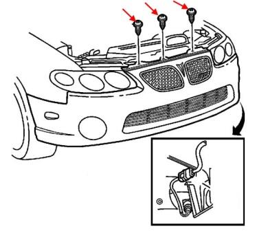 Mounting diagram of the Pontiac GTO front bumper