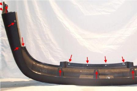 the attachment of the rear bumper Pontiac Grand Prix (1996-2003)