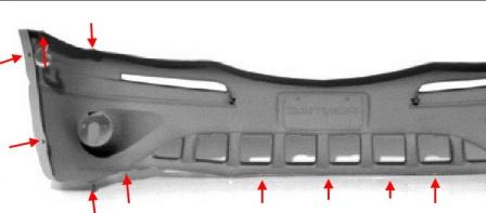 mounting points for the Pontiac Montana front bumper (1997-2004)