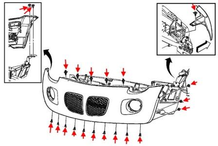 Montageplan für die vordere Stoßstange der Pontiac Solstice