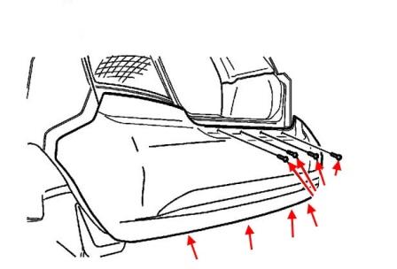 Pontiac Wave rear bumper mounting diagram