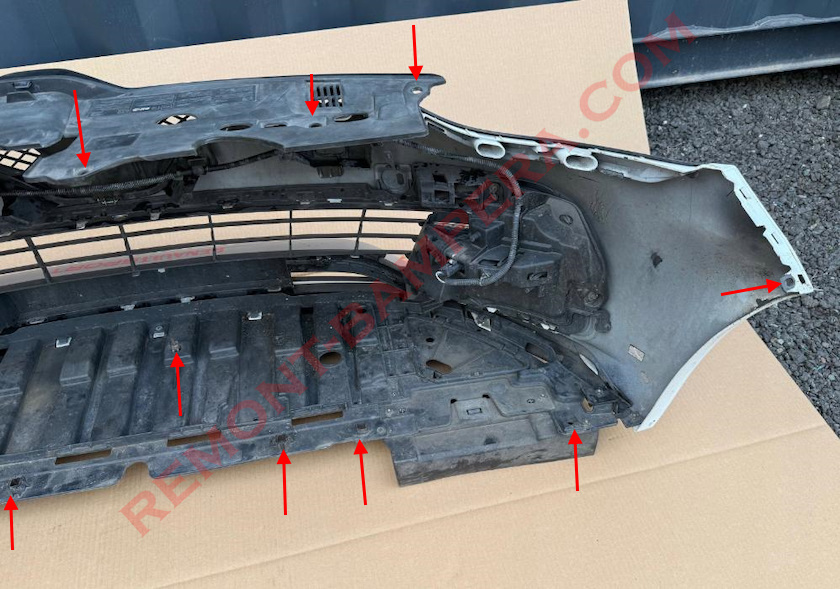 Befestigungspunkte für die vordere Stoßstange des Renault Clio IV