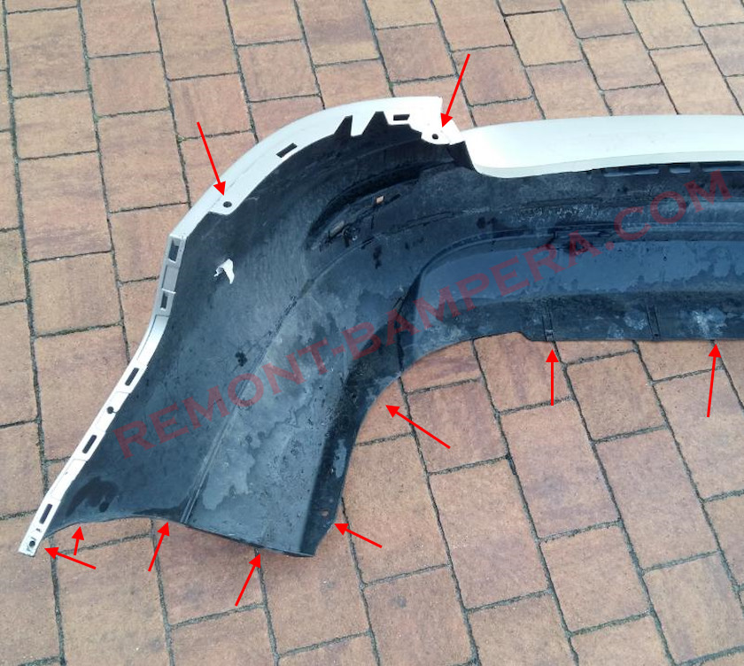 rear bumper mounting locations Renault Fluence 2009-2016