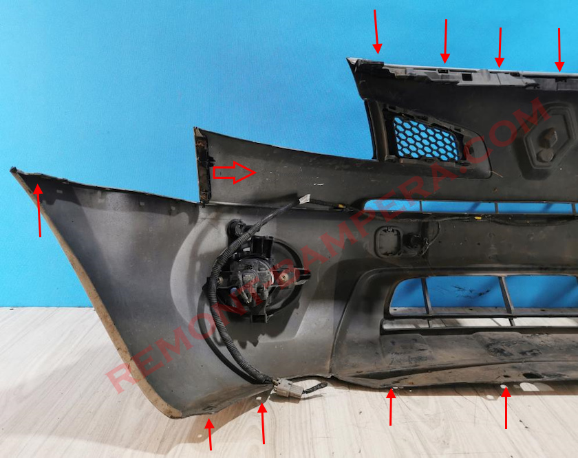 Renault Koleos I front bumper mounting locations
