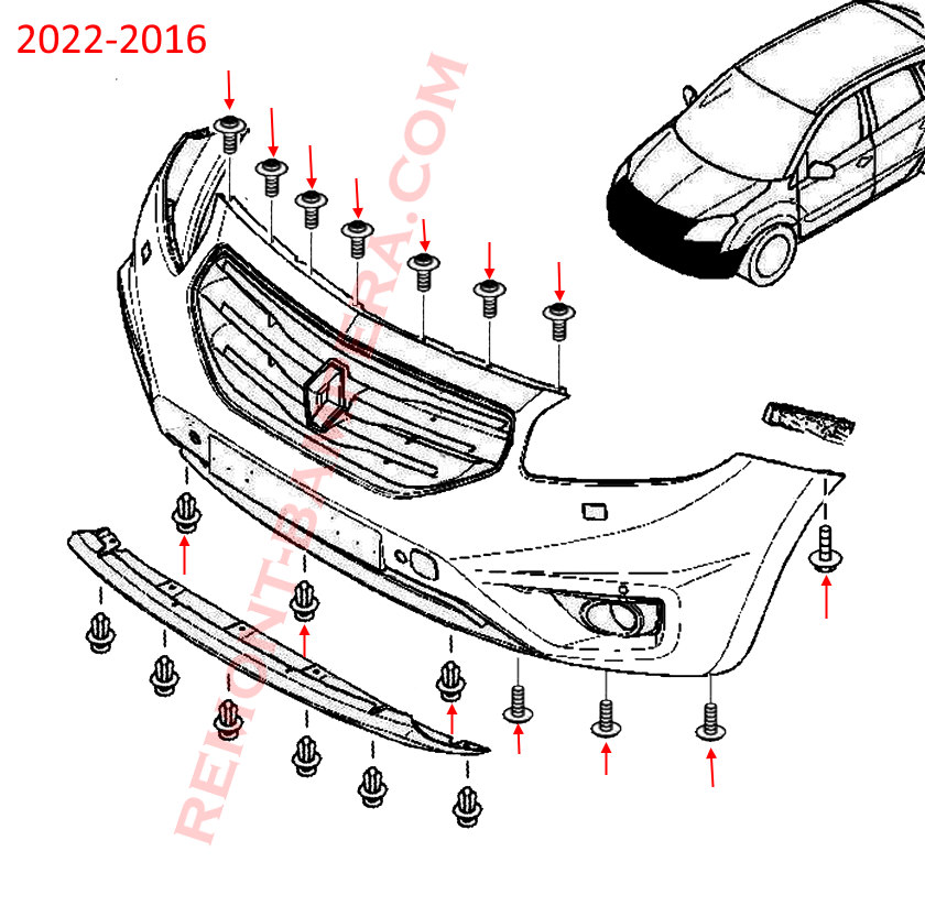 Renault Koleos I Front Bumper Mounting Diagram