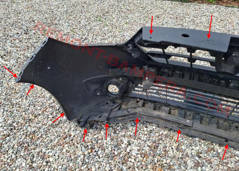Renault (Dacia) Lodgy front bumper mounting locations