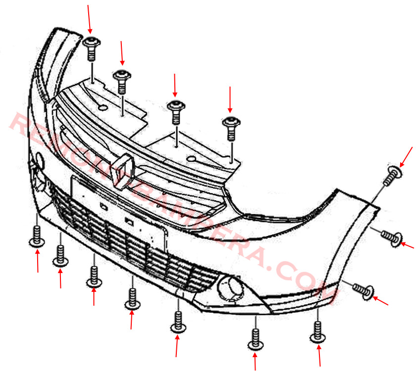 Front bumper mounting diagram Renault (Dacia) Lodgy
